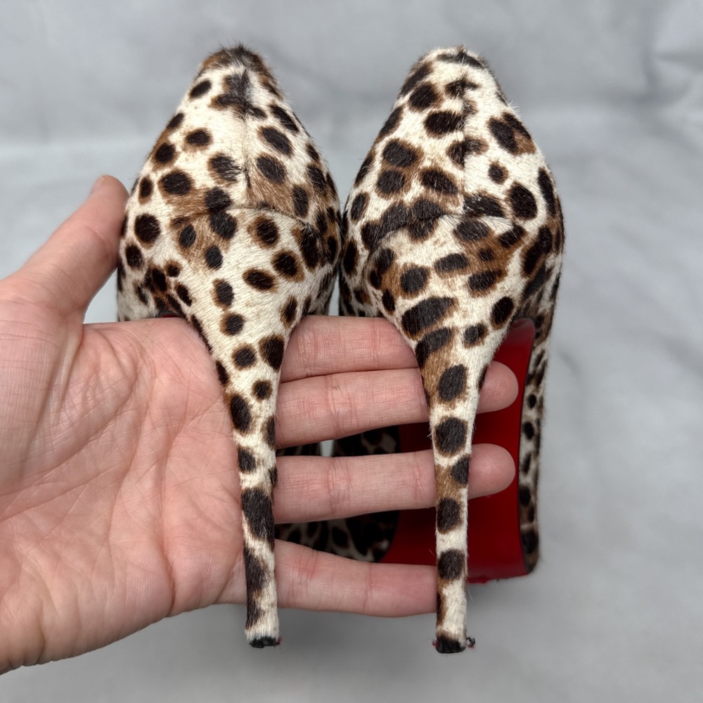 Christian Louboutin Pigalle Follies 100 Leopard Pony Hair Pointed Toe Pump Heels - Picture 8 of 14